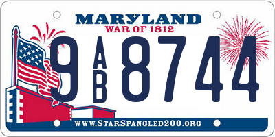 MD license plate 9AB8744