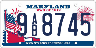 MD license plate 9AB8745