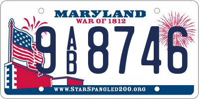 MD license plate 9AB8746