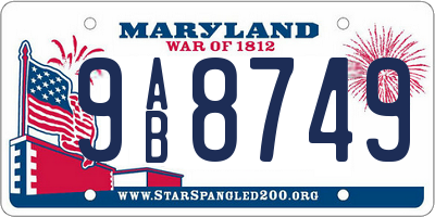 MD license plate 9AB8749