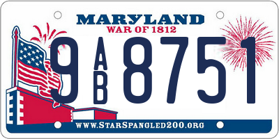 MD license plate 9AB8751