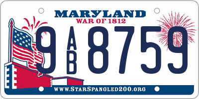 MD license plate 9AB8759