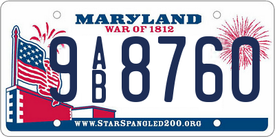 MD license plate 9AB8760