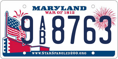 MD license plate 9AB8763