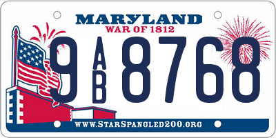 MD license plate 9AB8768