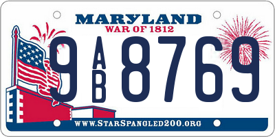 MD license plate 9AB8769