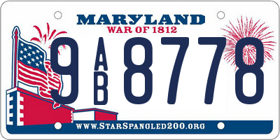 MD license plate 9AB8778