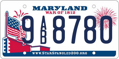 MD license plate 9AB8780