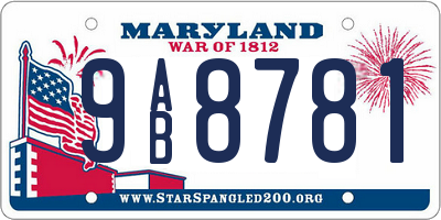 MD license plate 9AB8781