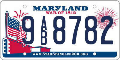 MD license plate 9AB8782