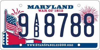 MD license plate 9AB8788