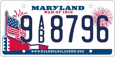 MD license plate 9AB8796
