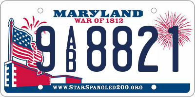 MD license plate 9AB8821