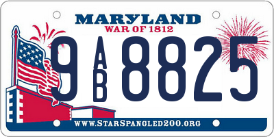 MD license plate 9AB8825