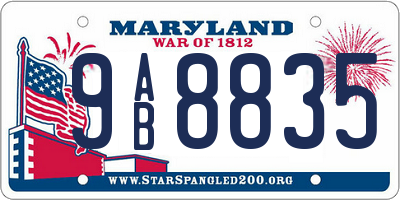 MD license plate 9AB8835