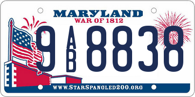 MD license plate 9AB8838