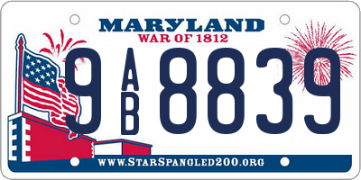 MD license plate 9AB8839