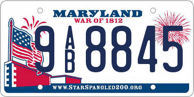 MD license plate 9AB8845