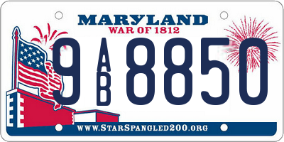 MD license plate 9AB8850