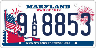 MD license plate 9AB8853