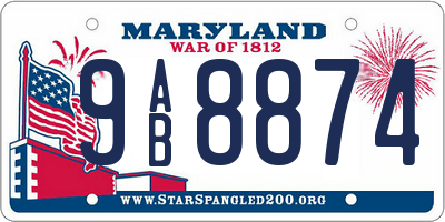 MD license plate 9AB8874