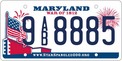 MD license plate 9AB8885