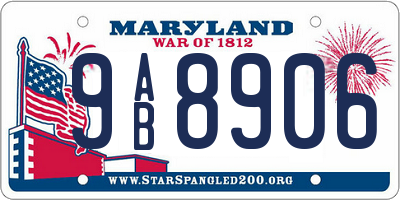 MD license plate 9AB8906