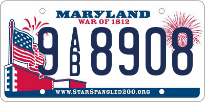 MD license plate 9AB8908