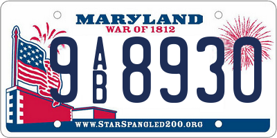 MD license plate 9AB8930