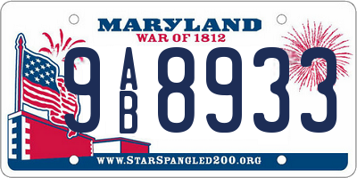 MD license plate 9AB8933