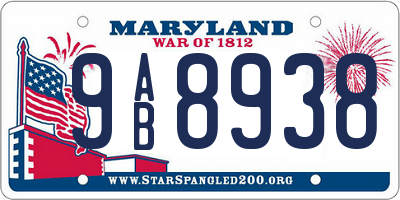 MD license plate 9AB8938