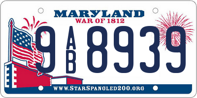 MD license plate 9AB8939
