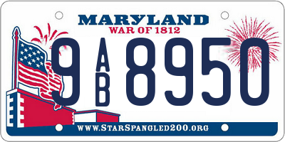 MD license plate 9AB8950
