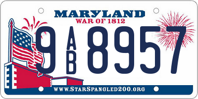 MD license plate 9AB8957