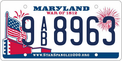 MD license plate 9AB8963