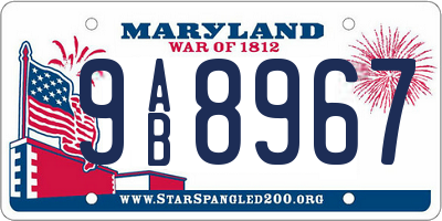 MD license plate 9AB8967