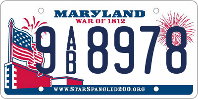 MD license plate 9AB8978