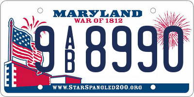 MD license plate 9AB8990