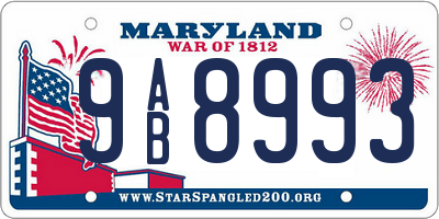 MD license plate 9AB8993