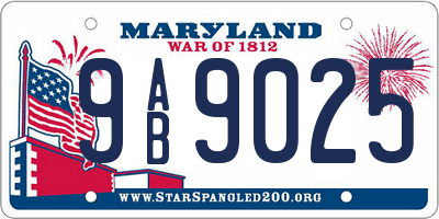 MD license plate 9AB9025