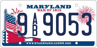 MD license plate 9AB9053