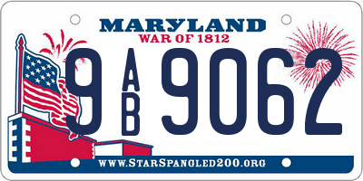 MD license plate 9AB9062