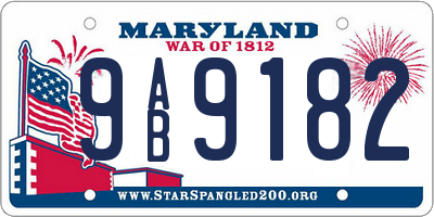 MD license plate 9AB9182