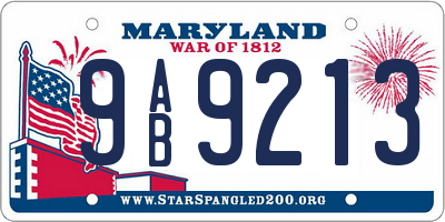MD license plate 9AB9213