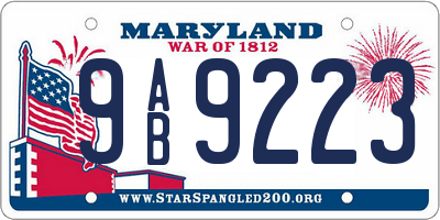 MD license plate 9AB9223