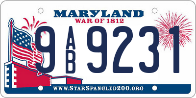 MD license plate 9AB9231