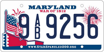 MD license plate 9AB9256
