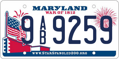 MD license plate 9AB9259
