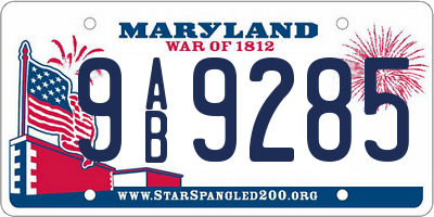MD license plate 9AB9285