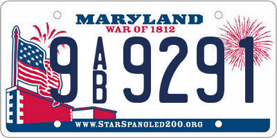 MD license plate 9AB9291